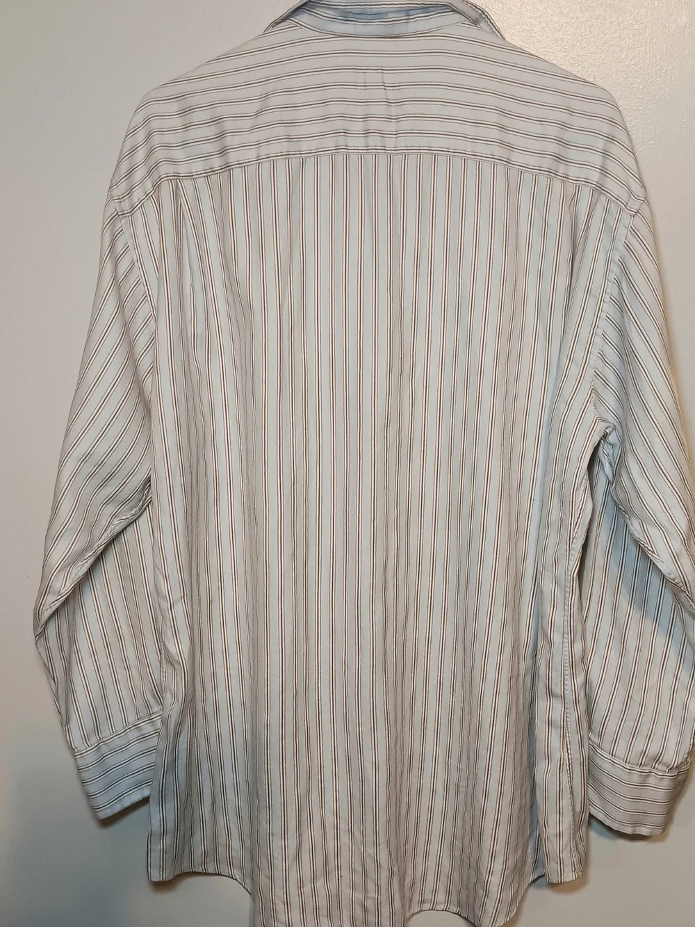 Tasso Elba Men's White Button-Up Shirt with Brown Stripes